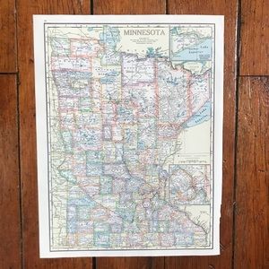 Vintage 1941 Map: Michigan/Minnesota